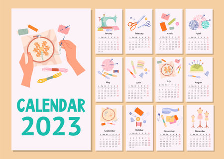 Needlework calendar setのイラスト素材