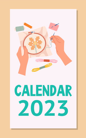 Needlework vector calendar 2023のイラスト素材