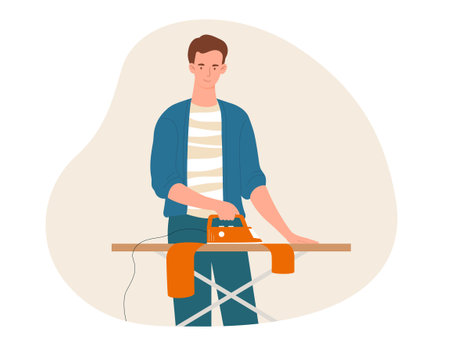 Man ironing clothesのイラスト素材