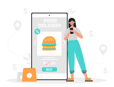 Order food conceptのイラスト素材
