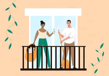 Clean time balconyのイラスト素材