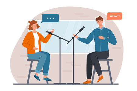 Radio hosts conceptのイラスト素材