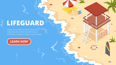 Lifeguard on beachのイラスト素材