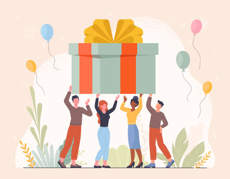 People holding giftのイラスト素材