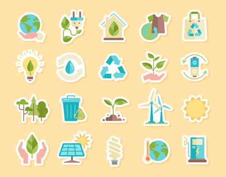 Environmental stickers icons setのイラスト素材