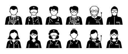 Doctor black icons setのイラスト素材