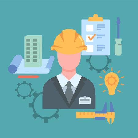 Engineer in construction hat