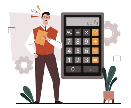 Man with calculatorのイラスト素材