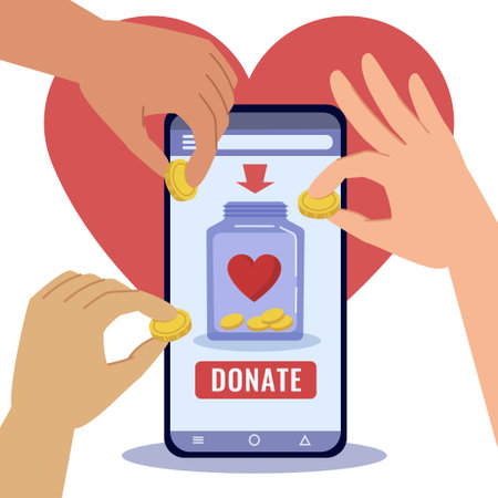 People donate onlineのイラスト素材