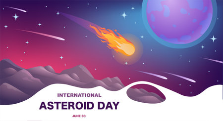 Asteroid day bannerのイラスト素材