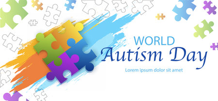 Autism awareness bannerのイラスト素材