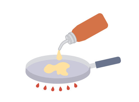 Pancake cooking stepのイラスト素材