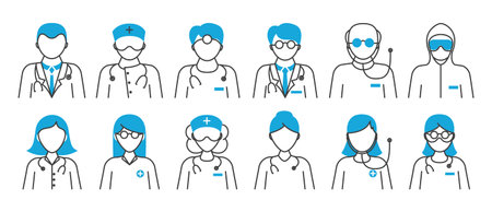 Doctor icons color setのイラスト素材