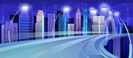 Night city highwayのイラスト素材