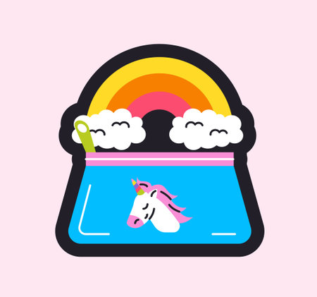 School pencil case stickerのイラスト素材