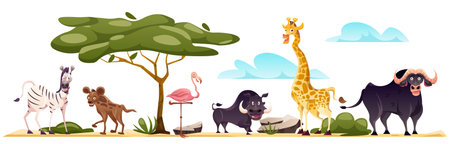 Wild African animals setのイラスト素材