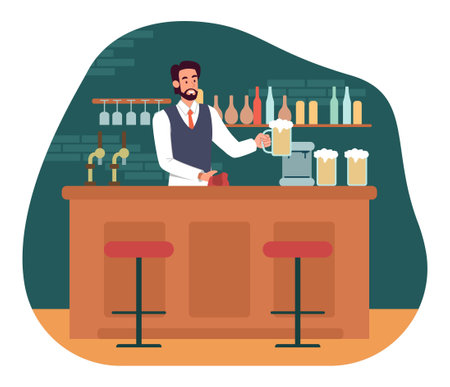 Bartender with alcoholのイラスト素材