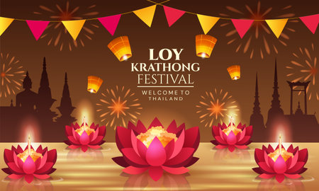 Loy Krathong conceptのイラスト素材