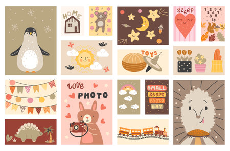 Bohemian nursery postersのイラスト素材