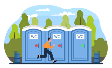 Man runs to free toilet conceptのイラスト素材