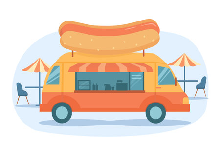 Food track with hot dog conceptのイラスト素材