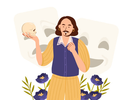 Hamlet talk to skull conceptのイラスト素材