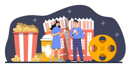 Man and woman in cinema conceptのイラスト素材