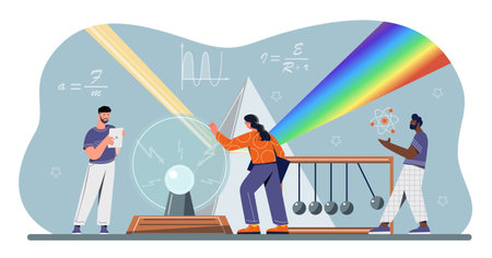People study physics conceptのイラスト素材