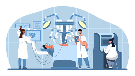 People with robotic surgery conceptのイラスト素材