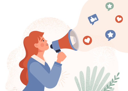 Woman with loudspeaker conceptのイラスト素材