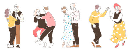 Senior couples setのイラスト素材