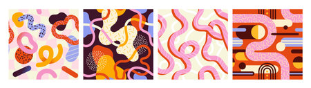 Abstract seamless pattern setのイラスト素材