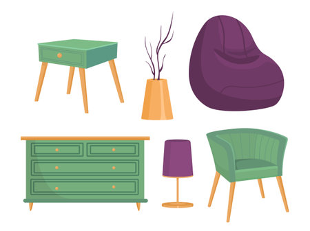 Set of furniture for house vectorのイラスト素材