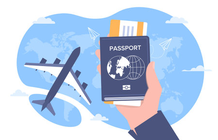 Plane ticket with passport vector conceptのイラスト素材