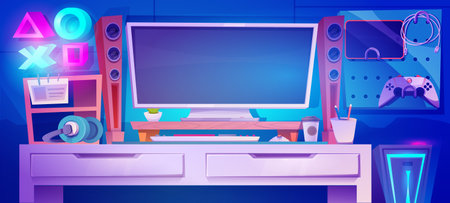 Workplace of gamer or blogger vectorのイラスト素材