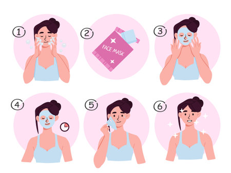 Face mask instruction vector setのイラスト素材