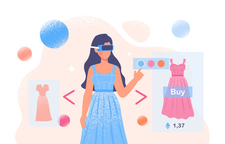 Virtual clothes shopping vector conceptのイラスト素材
