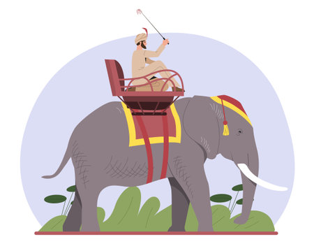 Man walk on elephant vector conceptのイラスト素材