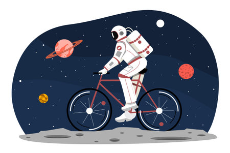 Cosmonaut on bicycle vector conceptのイラスト素材