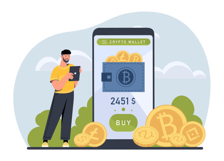 Man with crypto wallet vector conceptのイラスト素材