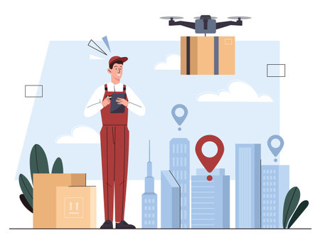 Drone delivery technology vector conceptのイラスト素材