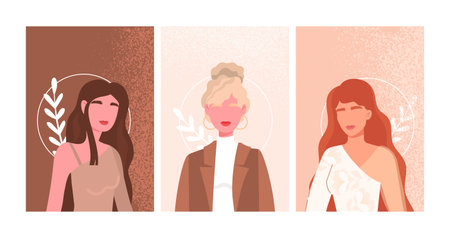 Fashion portraits vector posters setのイラスト素材