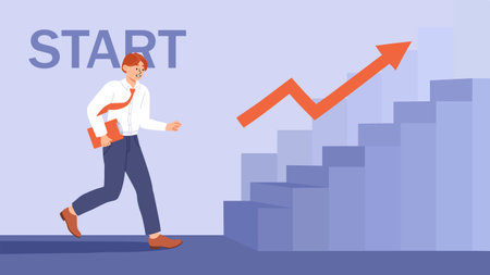 Man run at stairs vector conceptのイラスト素材