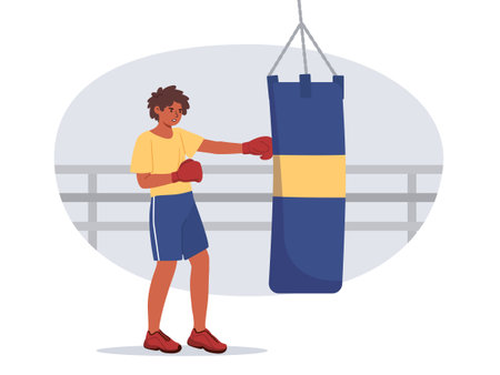 Man boxer training vector conceptのイラスト素材