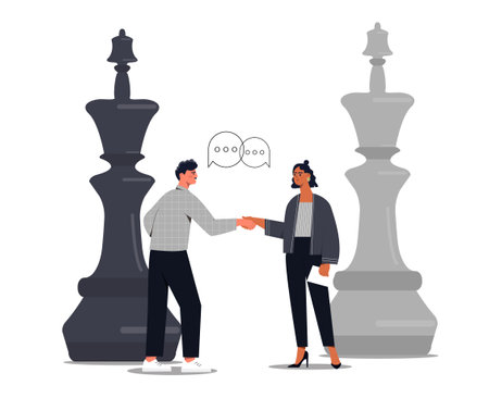 People near chess pieces vector conceptのイラスト素材