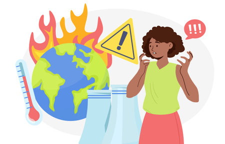 Woman with global warming vector conceptのイラスト素材