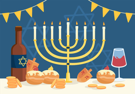 Happy Hanukkah festival vector conceptのイラスト素材