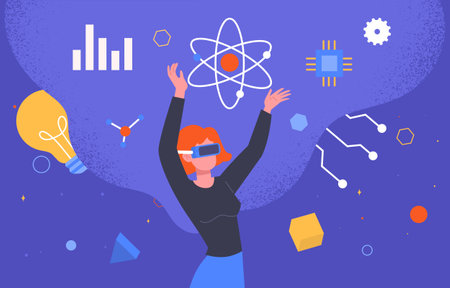 Woman in vr glasses vector conceptのイラスト素材