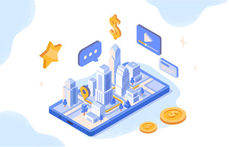 City 3d at smartphone vector conceptのイラスト素材