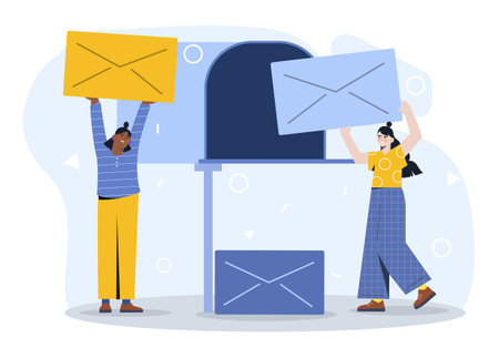 People near mailbox vector conceptのイラスト素材